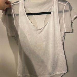 Lulu Layered / Mesh White Athletic Top
